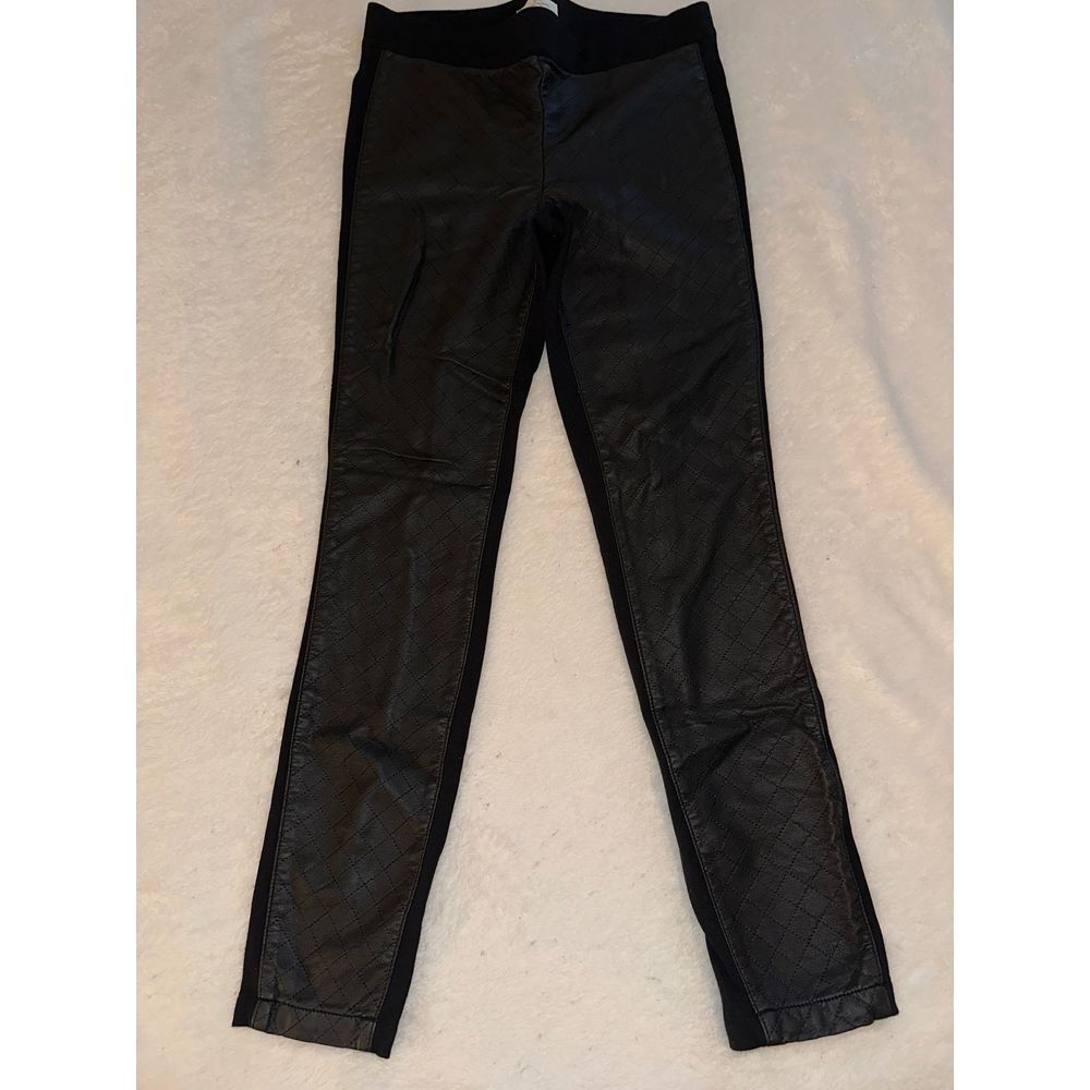 Jessica Simpson Quilted Faux Leather Panel Leggings Edgy Chic‎ Black M